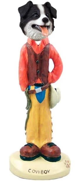 Border Collie Cowboy Collectible Figurine - Dog Lover Gift by Conversation Concepts, 6-7" Tall Collectible