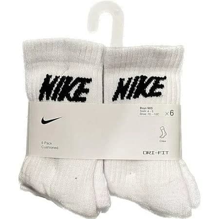 Nike Kids Cushioned Dri Fit Crew Socks (6 Pack)
