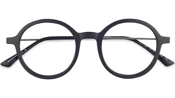 Potter Matte Black Round Full-Rim Eyeglasses