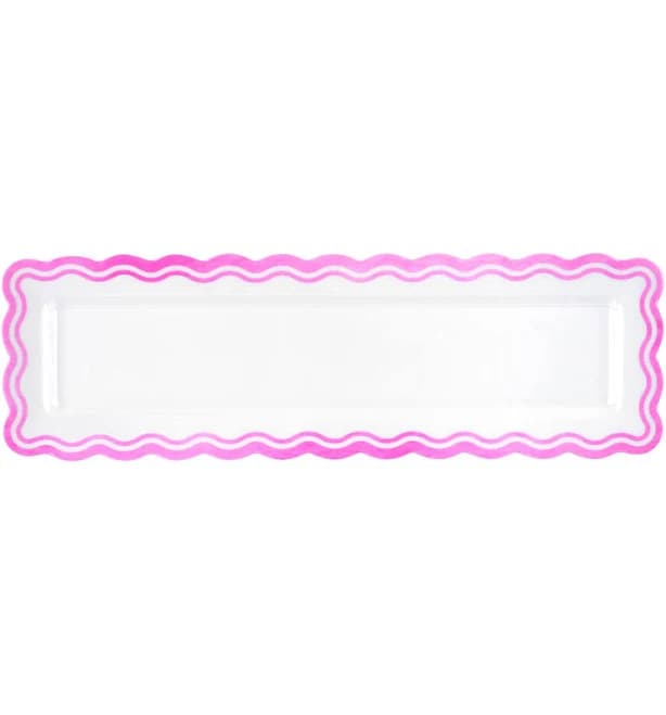 Celebrate It Pink Scalloped Rectangle Melamine Platter