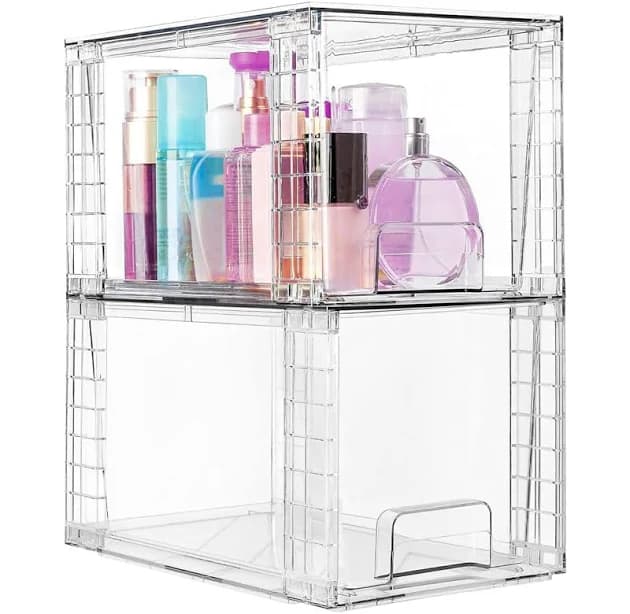 Control Kitchen Clear Plastic Stackable Storage Drawers Bins