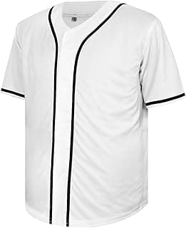 Blank Baseball Jersey for Men Plain Button Down Short Sleeve Sports Uniforms Hipster Hip Hop Jersey