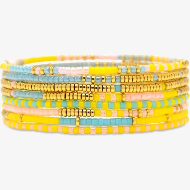 Pura Vida Sunset Beach Stretch Bracelet Set of 8