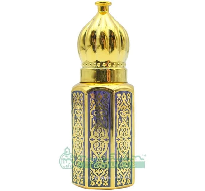 6 ml Perfume Bottles | Gold Arabesque Jeweled Dome Design (Dark Blue, Blue Or Red)