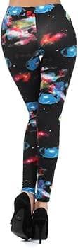 YELETE - Women's Outer Space Galaxy Fashion Printed Leggings- Free Size (one Size, Blue) at Amazon Women's Clothing store