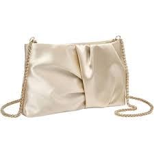 QWINEE Women's Satin Purse Ruched Evening Clutch Handbags Formal Party Handbag Wedding Bags Champagne One-Size: Handbags: Amazon.com