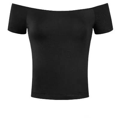 Inspire Chic Women's Off The Shoulder Stretchy Fabric Crop Top