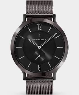 Men's Surgical Steel Quartz Watch with Leather Strap