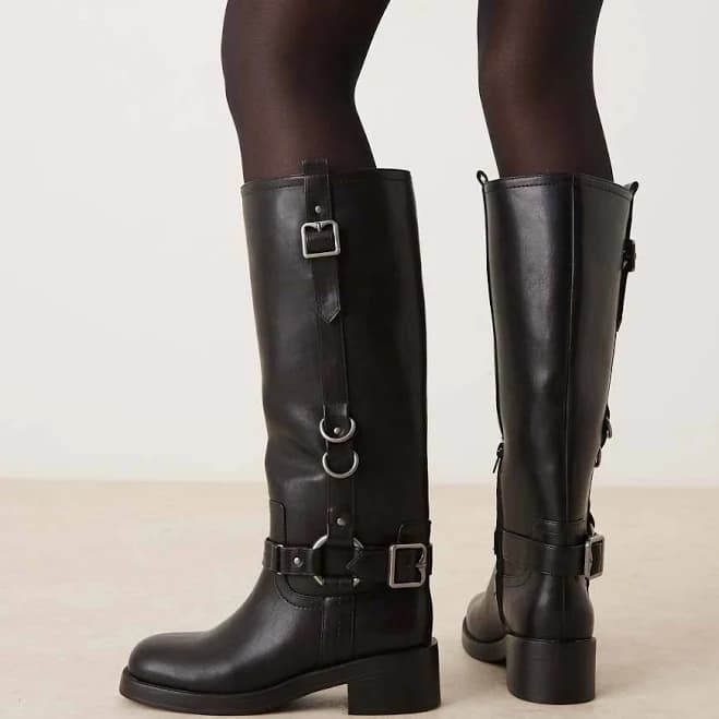 ASOS Cobra Buckle Harness Knee Boots