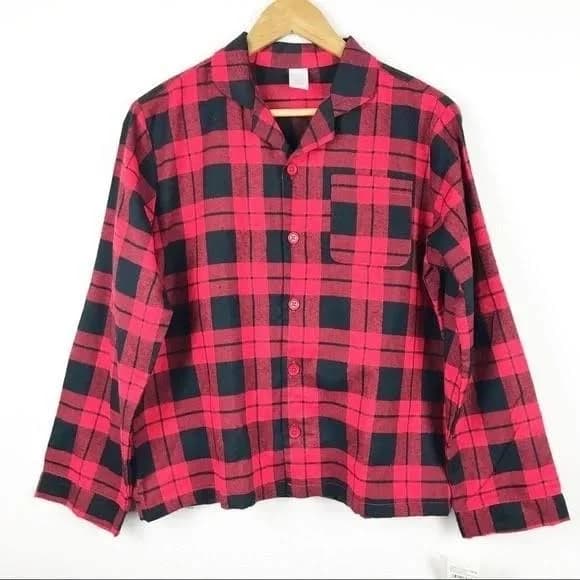 4th & Union Buffalo Plaid Pajama Top Red Black Button Front 18/20