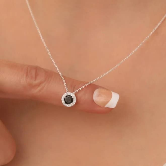 Black Onyx Diamond Bezel Pendant Choker Necklace
