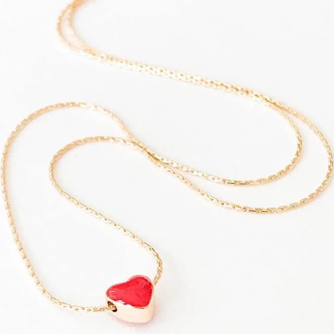 Red Heart Gold Filled Necklace