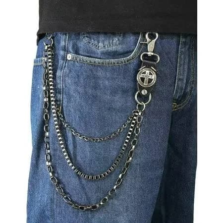 DTTRTHD Punk Layered Pants Chain for Men Women, Silver Wallet Chain, Hip Hop Pocket Jean Belt Chain, Goth Jewelry Key Chain Wallet for Men, Women's,