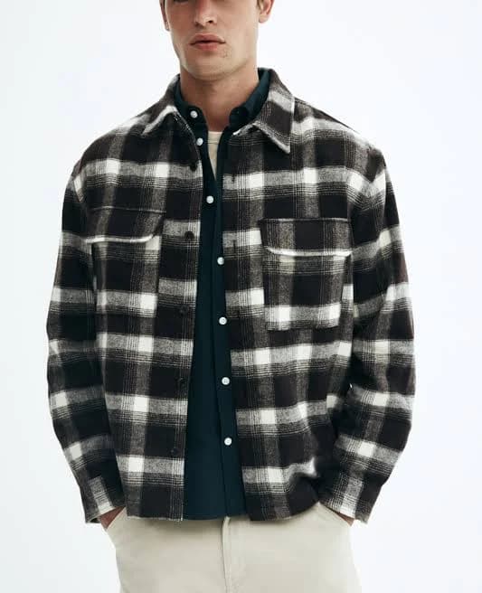 H&M Men's Regular-Fit Flannel Overshirt