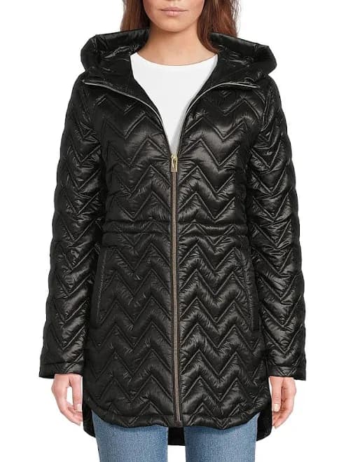Via Spiga Womens Chevron Quilted Coat