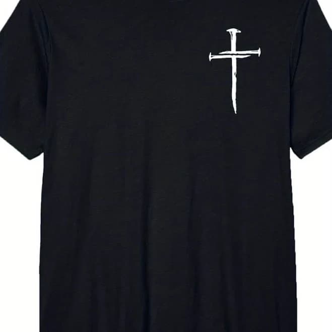 Men's Gothic Cross Graphic Short Sleeve Crew Neck T-Shirt