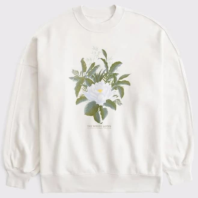 Abercrombie & Fitch Women's Oversized Lotus Graphic Sunday Crew