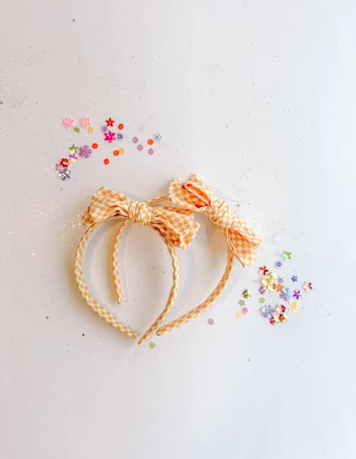 Evie Pearl Handmade Checkered Bow Headband