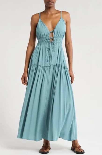 Elan Women's Tie Front Cover-Up Maxi Dress