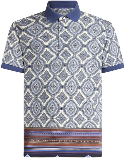 ETRO Men's Geometric-Patterned Cotton Polo Shirt