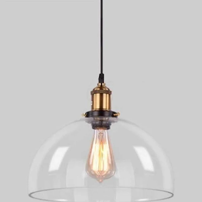 Vintage Industrial Clear Glass Globe Pendant Light