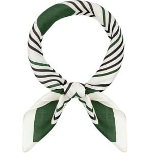 Inspire Chic Women's Satin Striped Square Contrast Color Neckerchief Neck Scarves 1 Pc Dark Green : Target