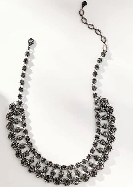 Anthropologie Chunky Layered Crystal Necklace