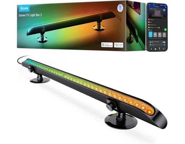 Upgraded 31 Inch LED Light Bar with Scene and Music Modes, RGBIC WiFi Light with Multiple Placement Options Suitable for 55-70 inch TVs, Voice and App