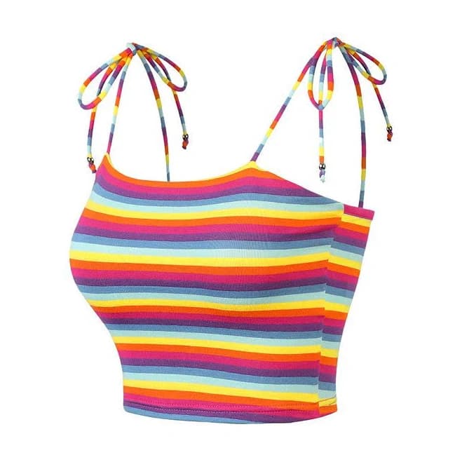 Allegra K Women's Tie Spaghetti Straps Sleeveless Summer Crop Cami Top