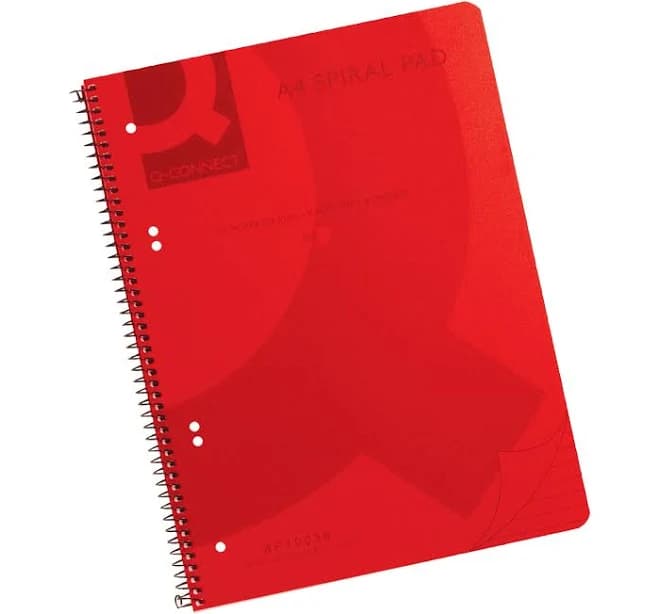 Q-Connect Spiral Bound Polypropylene Notebook 160 Pages A4 Red (Pack of 5)