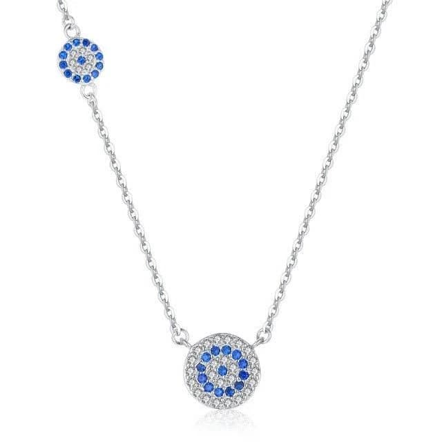 Double Evil Eye Silver Necklace