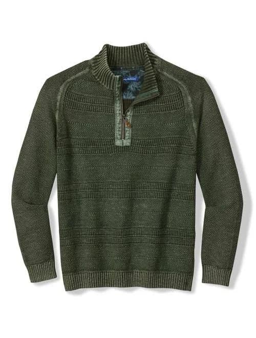 Tommy Bahama Men's Saltwater Textured Cotton Half-Zip Sweater