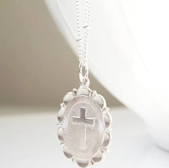 Sterling Silver Cross Beaded Necklace