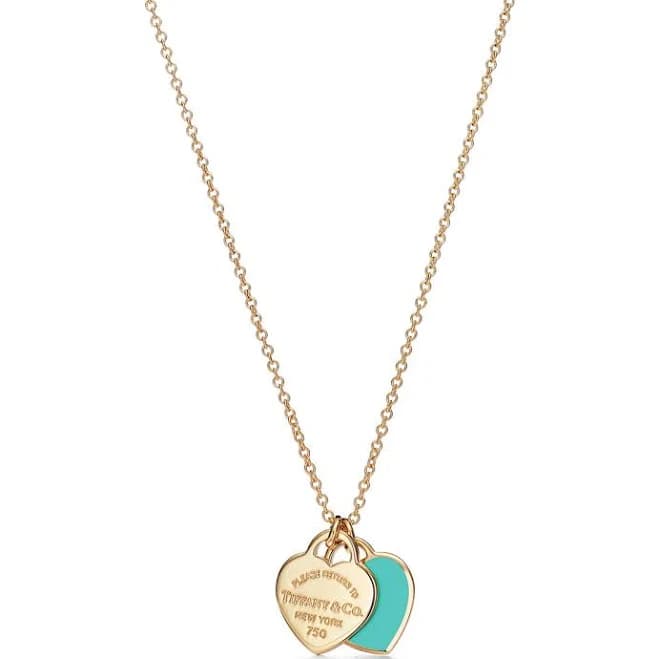Tiffany Double Heart Tag Pendant in Yellow Gold