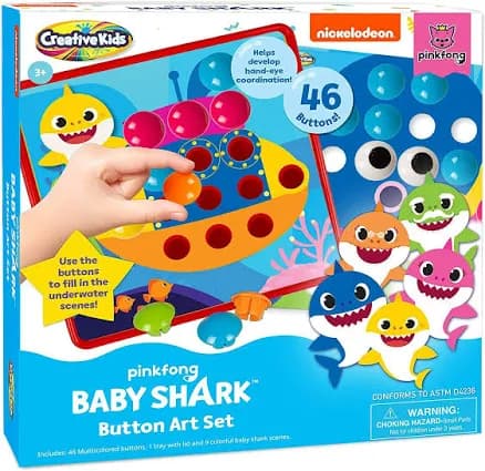 Baby Shark Button Art Color Match Pegboard