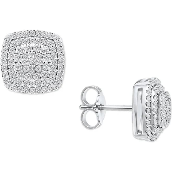 1/2 Ct. T.w. Diamond Square Cluster Stud Earrings in Sterling Silver