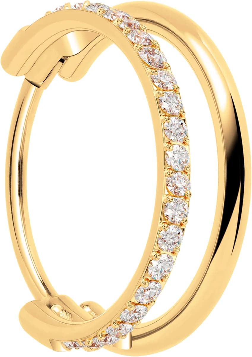 Body Candy Titanium Hinged Double Hoop Micro Gem Nose Ring