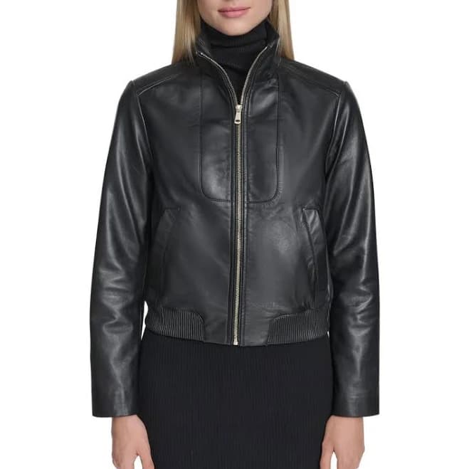 Cole Haan Women's Leather Bomber Jacket