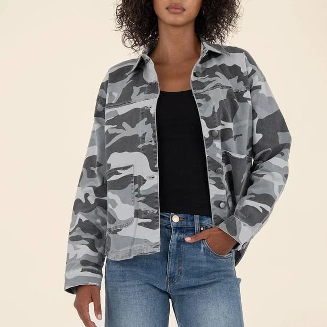 Women's Kut From The Kloth Ellie Camouflage Cotton Chore Coat with Pockets