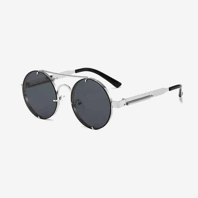 Rimless Round Sunglasses with Double Bridge and Temple Springs