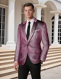 Barry.Wang Glitter Velvet Blazer Suit Men Shiny Jacket Sport Coat Notch Lapel Homecoming 80s 90s Disco Dance Party Prom Ball Burgundy at Amazon Men's Clothing store
