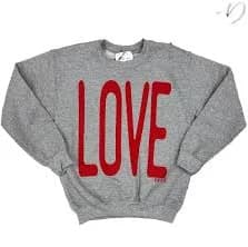 LOVE Huge Red Letters Heather Grey Sweatshirt Size 6/8-14/16