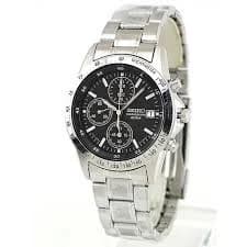 SEIKO Chronograph SND367PC Men's Black Silver Watch