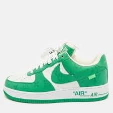 Louis Vuitton X Nike Green/white Monogram Canvas And Leather Air Force 1