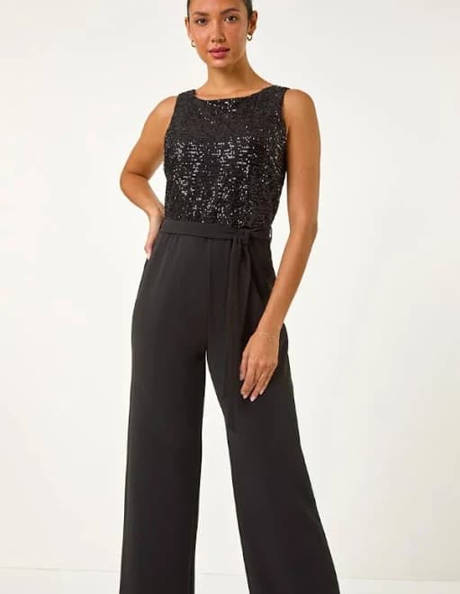 Sequin Bodice Roman Jumpsuit