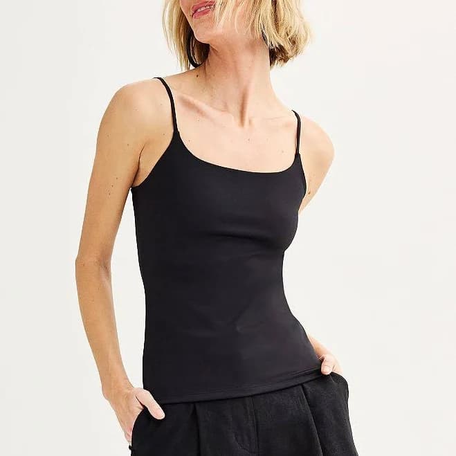 Women's Nine West Sculpt Jersey Cami, Size: XXL, Mineral Black
