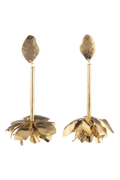 Natori Women's Gold Plated Brass Floral Drop Earrings