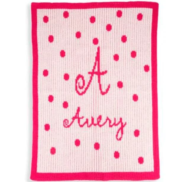 Precious Polka Dot Stroller Blanket with Name & Initial