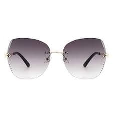 Rimless Tinted Oversize Butterfly Shape Sunglasses
