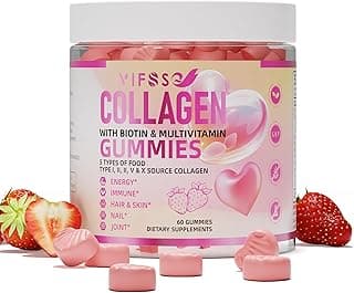 VIFSSG Collagen Peptide Gummies for Women,60 Gummies Sugar-Free Hydrolyzed, Extra Strength 2500mg Protein Type I,II,III,V,X with 15000mcg Biotin and Vitamin A B6 B12 C D E for Hair Skin Nail